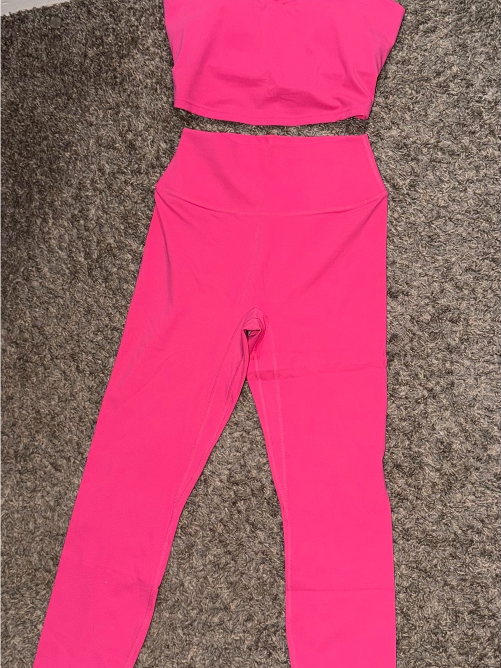 Women's Hot Pink Active Leggings and Crop Top Set